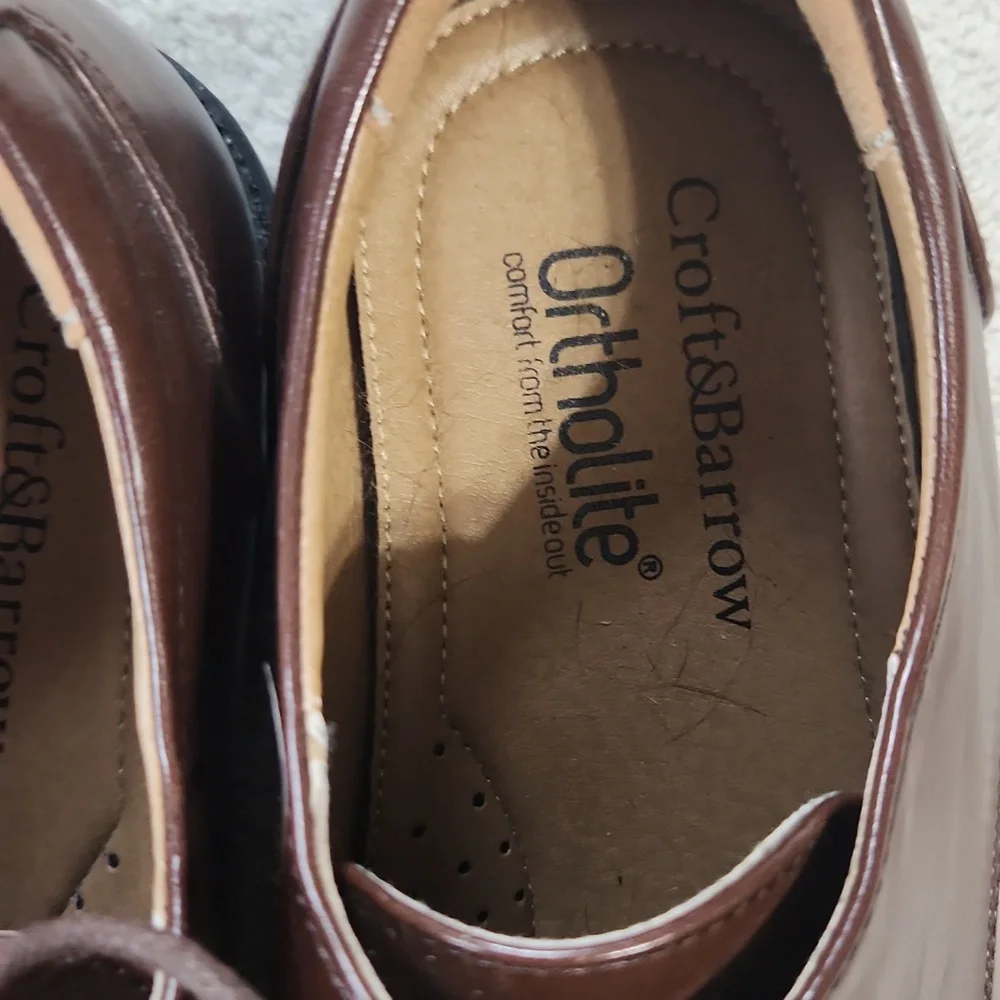 Men's Croft and Barrow Ortholite Brown Dress Tie Shoes - 10 Wide